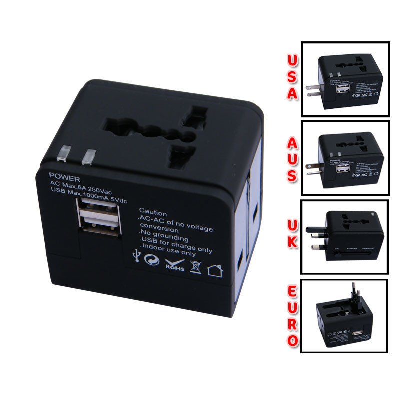 Portable universal ligero del cargador de viaje USB,/2 interfaz USB 5V 1000mA