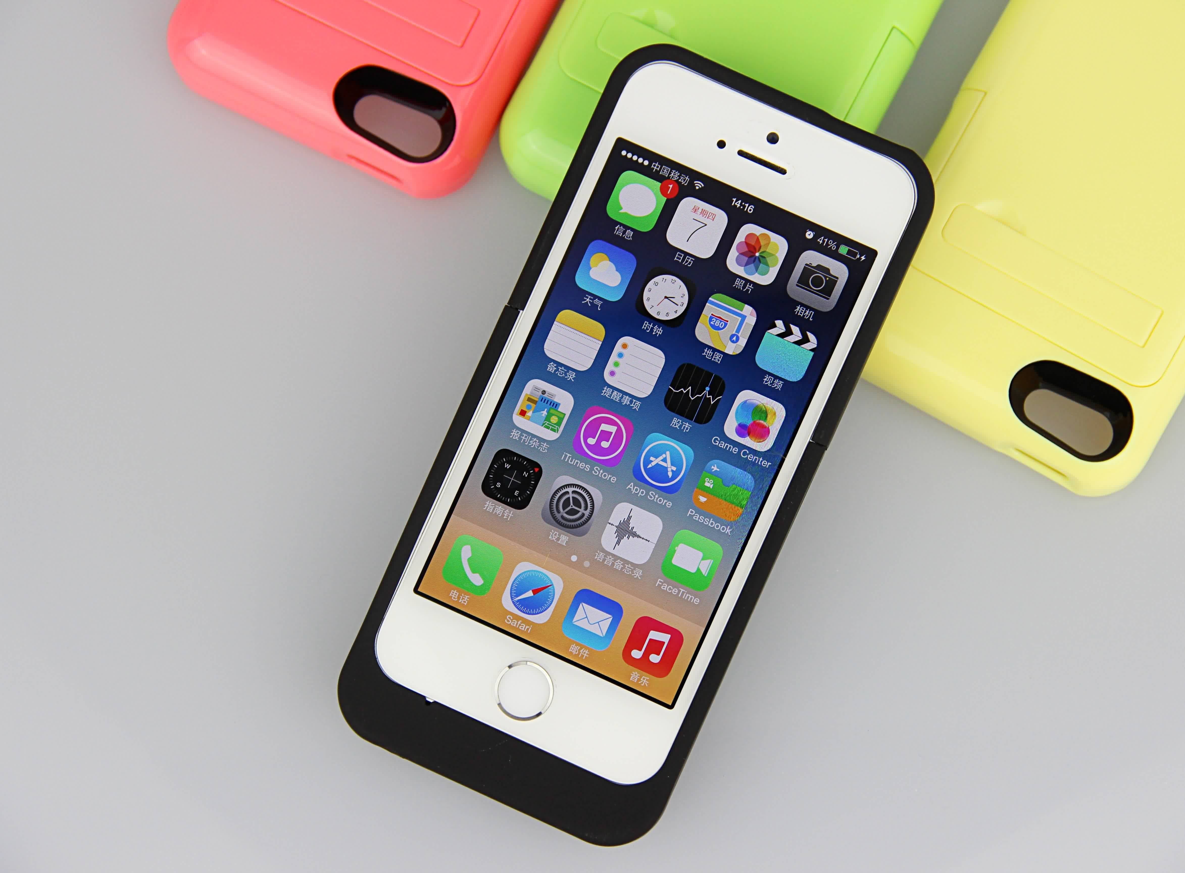 Paquete de poder fino de batería de la caja de batería del iPhone del multicolor 2200mAh para el iPhone 5
