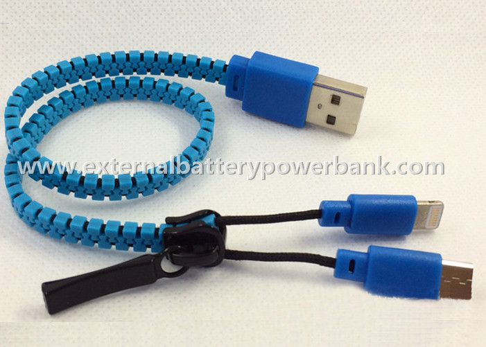 Zipper el cable/2 de la transferencia de datos USB en 1 cable de la carga por USB para el teléfono móvil