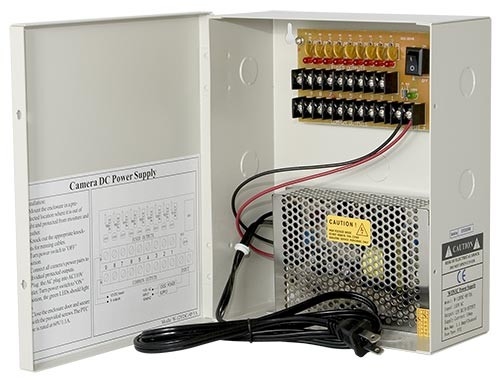 fuente de alimentación de la cámara CCTV del metal 31.5*20.5*5 cm 18Channal de 250V 1 amperio 12v 20a