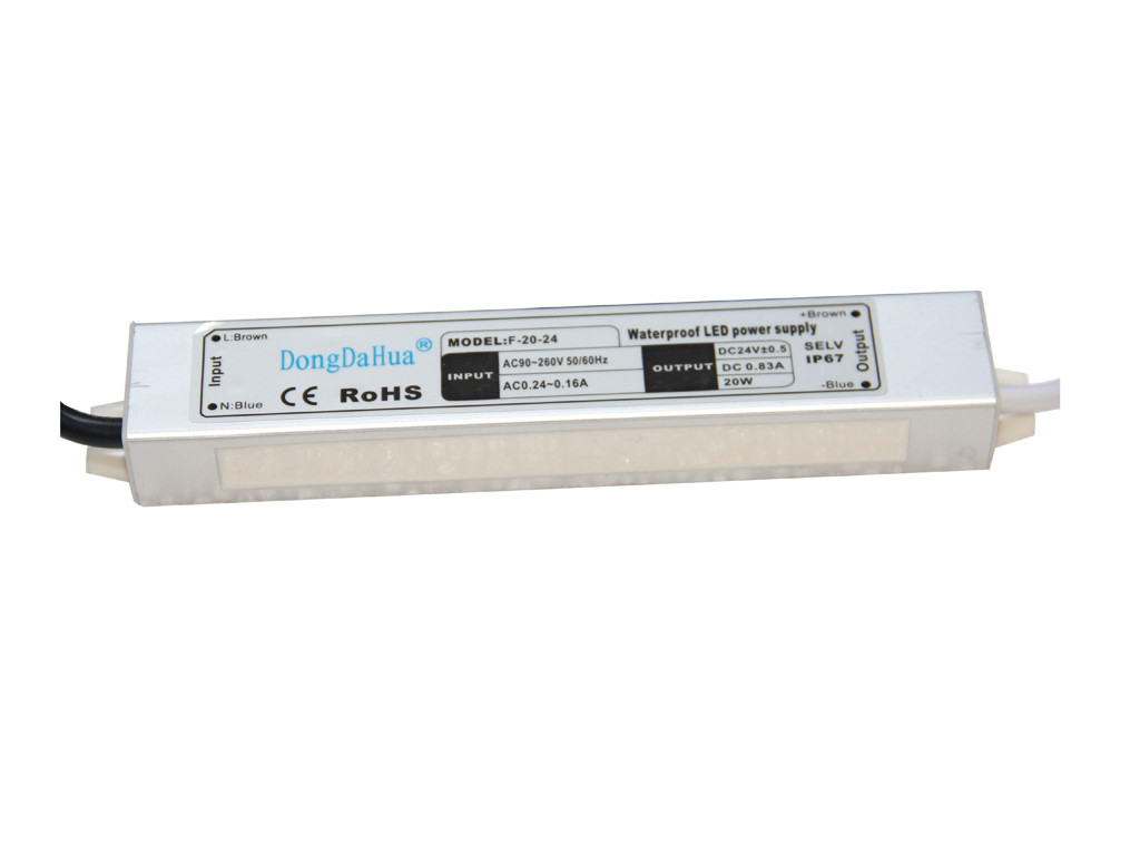 CA 120V de las fuentes de alimentación de la transferencia del conductor de la prenda impermeable LED de 24V DC 1A 20W con el enfriamiento natural