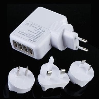 Adaptador de corriente alterna universal de la pared del cargador de viaje USB de 4 puertos para el hogar, enchufe multi