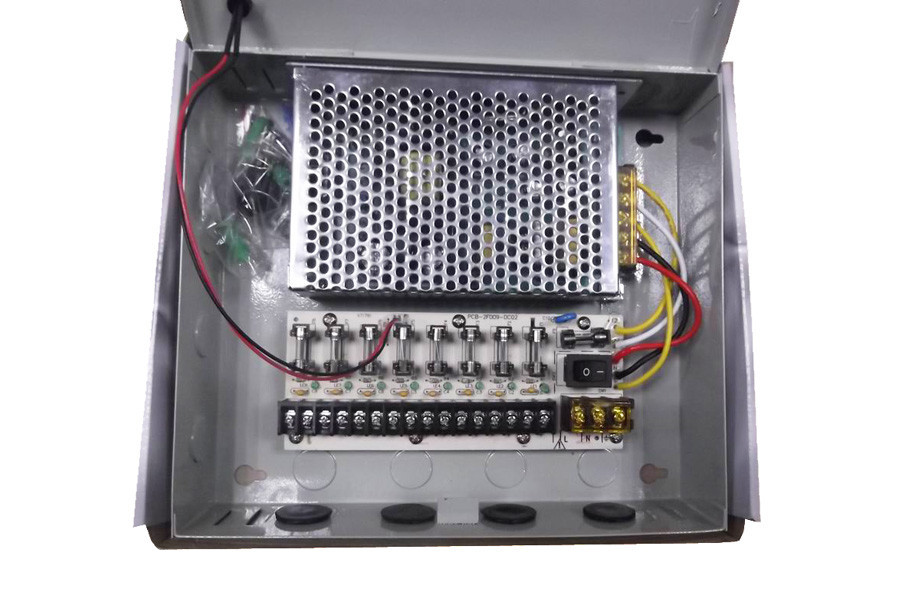 canal de la caja 9 de la fuente de alimentación del CCTV de 12V 5Amps, fuente de alimentación de la cámara CCTV