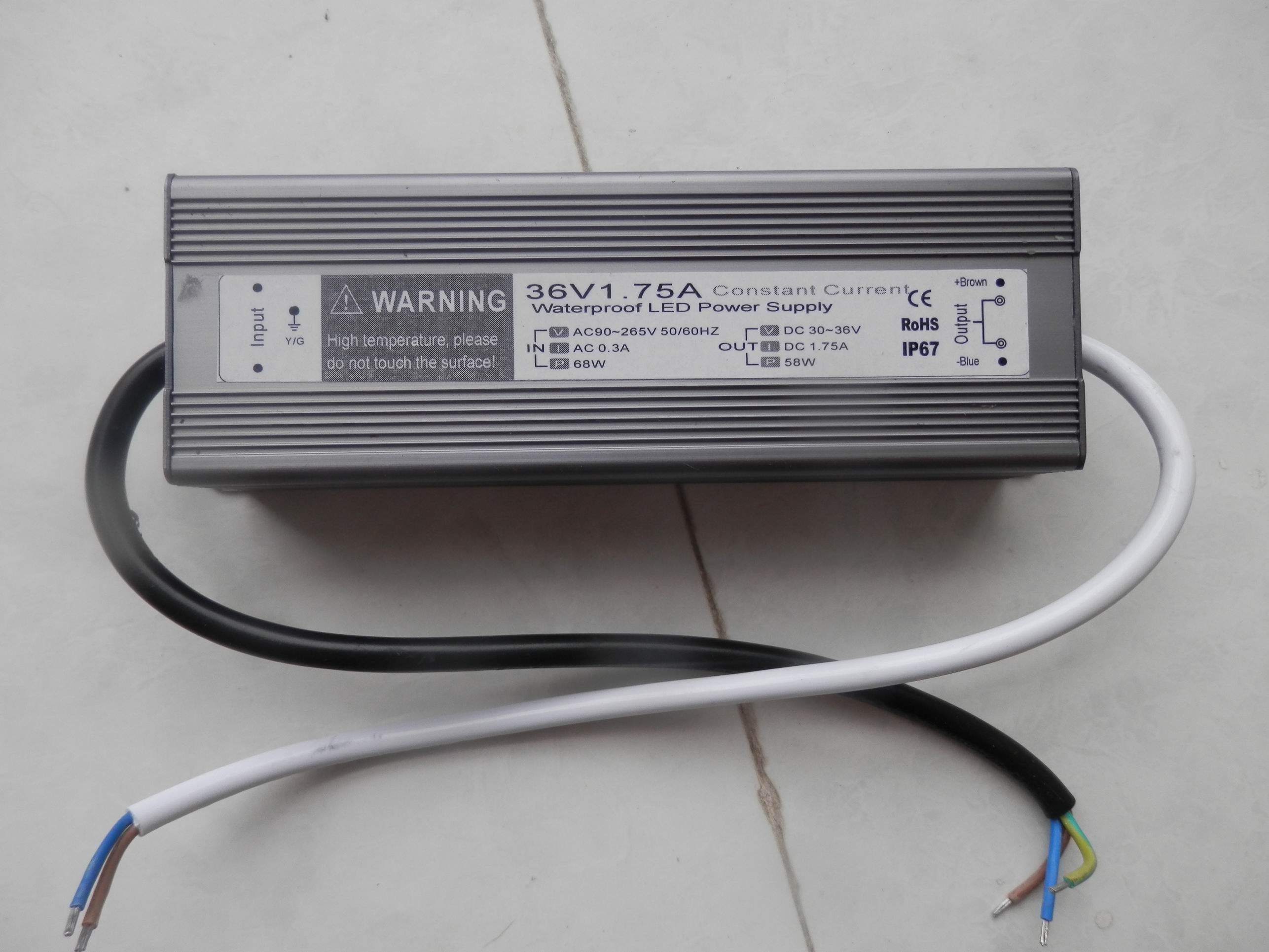 fuente de alimentación constante del conductor de la prenda impermeable LED de la corriente 60watt/60W de 2A